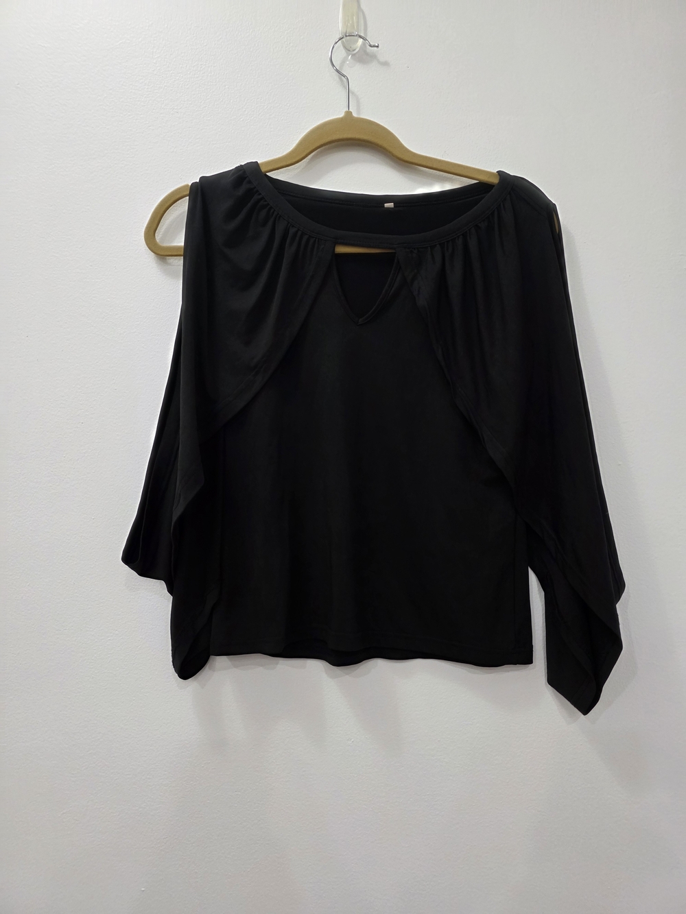 Black Womens Cold-Shoulder Top